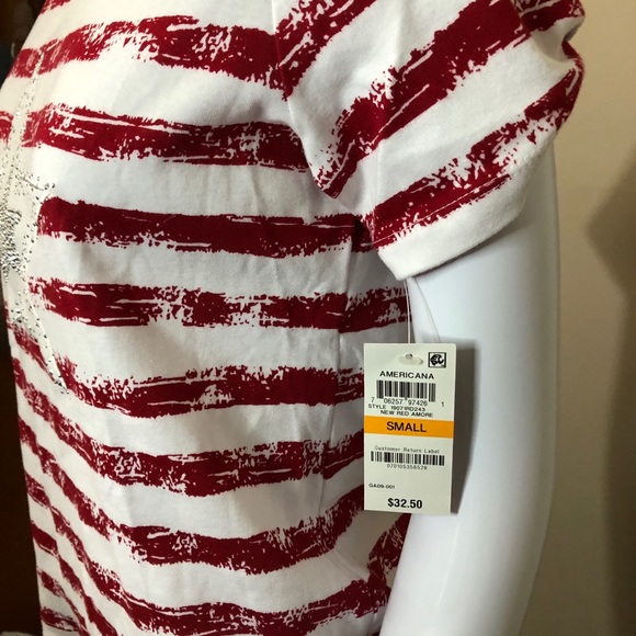 Karen Scott NWT Short Sleeve Top With Star S - Picture 2 of 4